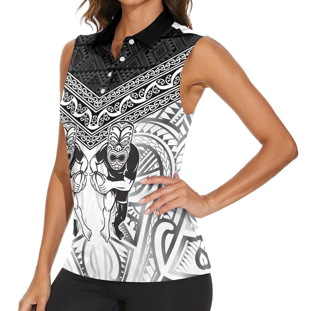 Custom Rugby New Zealand Black Fern Women Sleeveless Polo Shirt Niho Taniwha Inspired