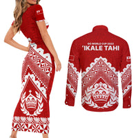 Tonga Rugby Couples Matching Short Sleeve Bodycon Dress and Long Sleeve Button Shirts Proud Tongan Ngatu Kupesi World Cup 2023 No1 LT9 - Polynesian Pride