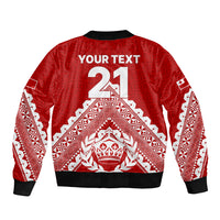 Custom Tonga Rugby Sleeve Zip Bomber Jacket Proud Tongan Ngatu Kupesi World Cup 2023 No1 LT9 - Polynesian Pride