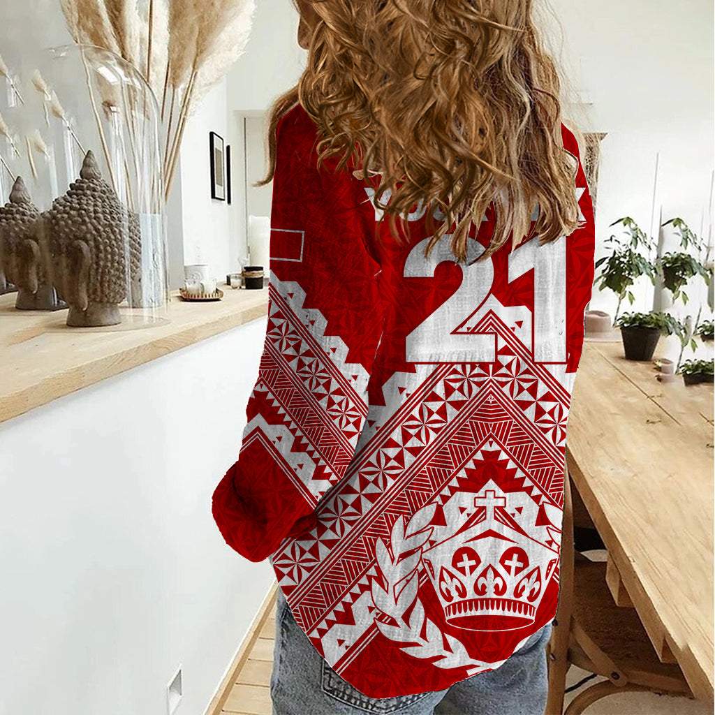 Custom Tonga Rugby Women Casual Shirt Proud Tongan Ngatu Kupesi World Cup 2023 No1 LT9 - Polynesian Pride