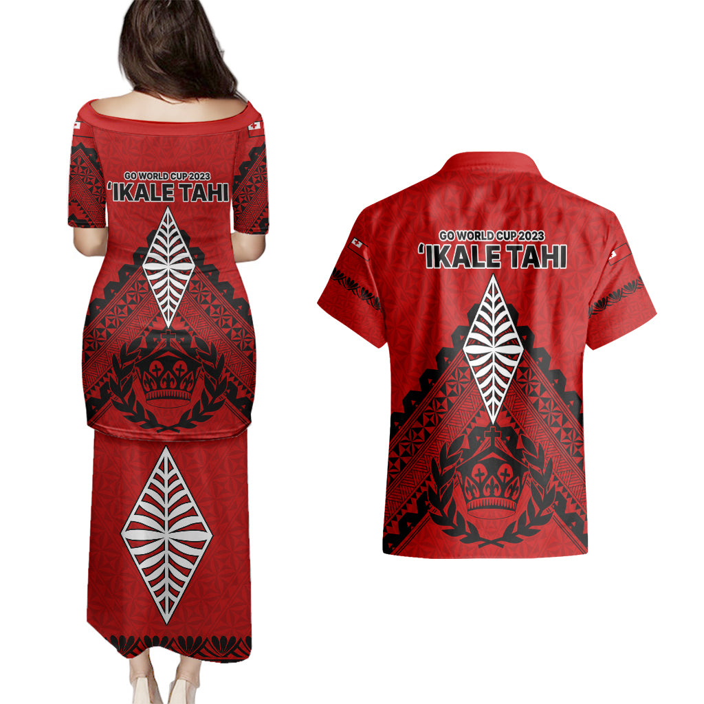 Tonga Rugby Couples Matching Puletasi Dress and Hawaiian Shirt Proud Tongan Ngatu Kupesi World Cup 2023 No2 LT9 - Polynesian Pride