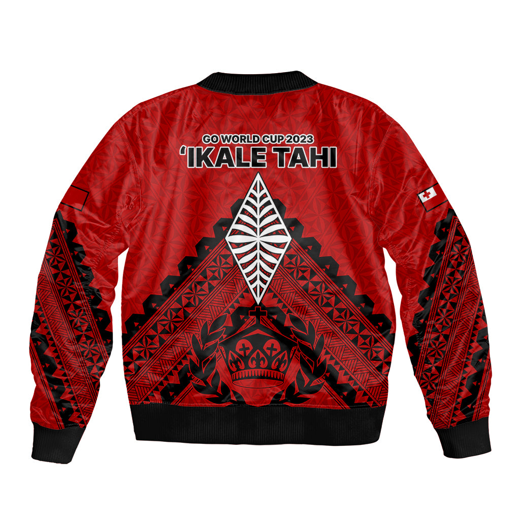 Tonga Rugby Sleeve Zip Bomber Jacket Proud Tongan Ngatu Kupesi World Cup 2023 No2 LT9 - Polynesian Pride