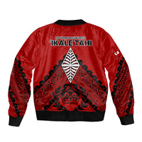 Tonga Rugby Sleeve Zip Bomber Jacket Proud Tongan Ngatu Kupesi World Cup 2023 No2 LT9 - Polynesian Pride