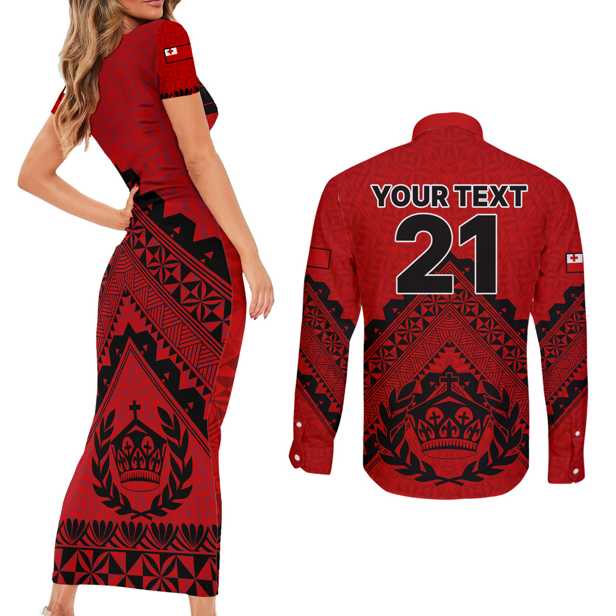 Custom Tonga Rugby Couples Matching Short Sleeve Bodycon Dress and Long Sleeve Button Shirts Proud Tongan Ngatu Kupesi World Cup 2023 No2 LT9 - Polynesian Pride