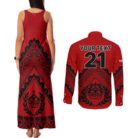 Custom Tonga Rugby Couples Matching Tank Maxi Dress and Long Sleeve Button Shirts Proud Tongan Ngatu Kupesi World Cup 2023 No2 LT9 - Polynesian Pride