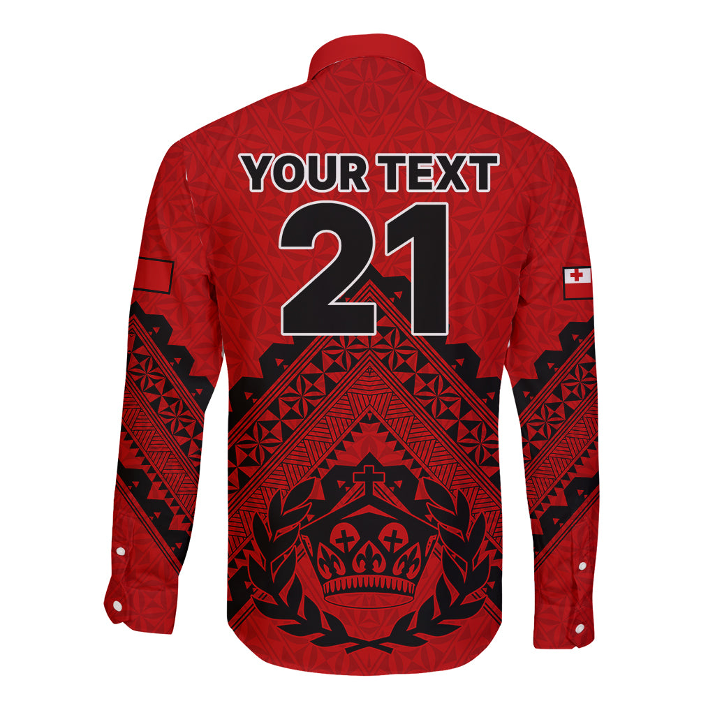 Custom Tonga Rugby Long Sleeve Button Shirt Proud Tongan Ngatu Kupesi World Cup 2023 No2 LT9 - Polynesian Pride