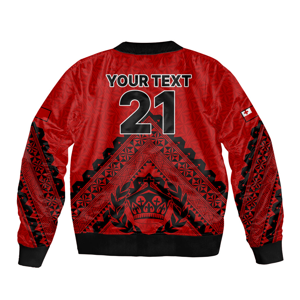 Custom Tonga Rugby Sleeve Zip Bomber Jacket Proud Tongan Ngatu Kupesi World Cup 2023 No2 LT9 - Polynesian Pride