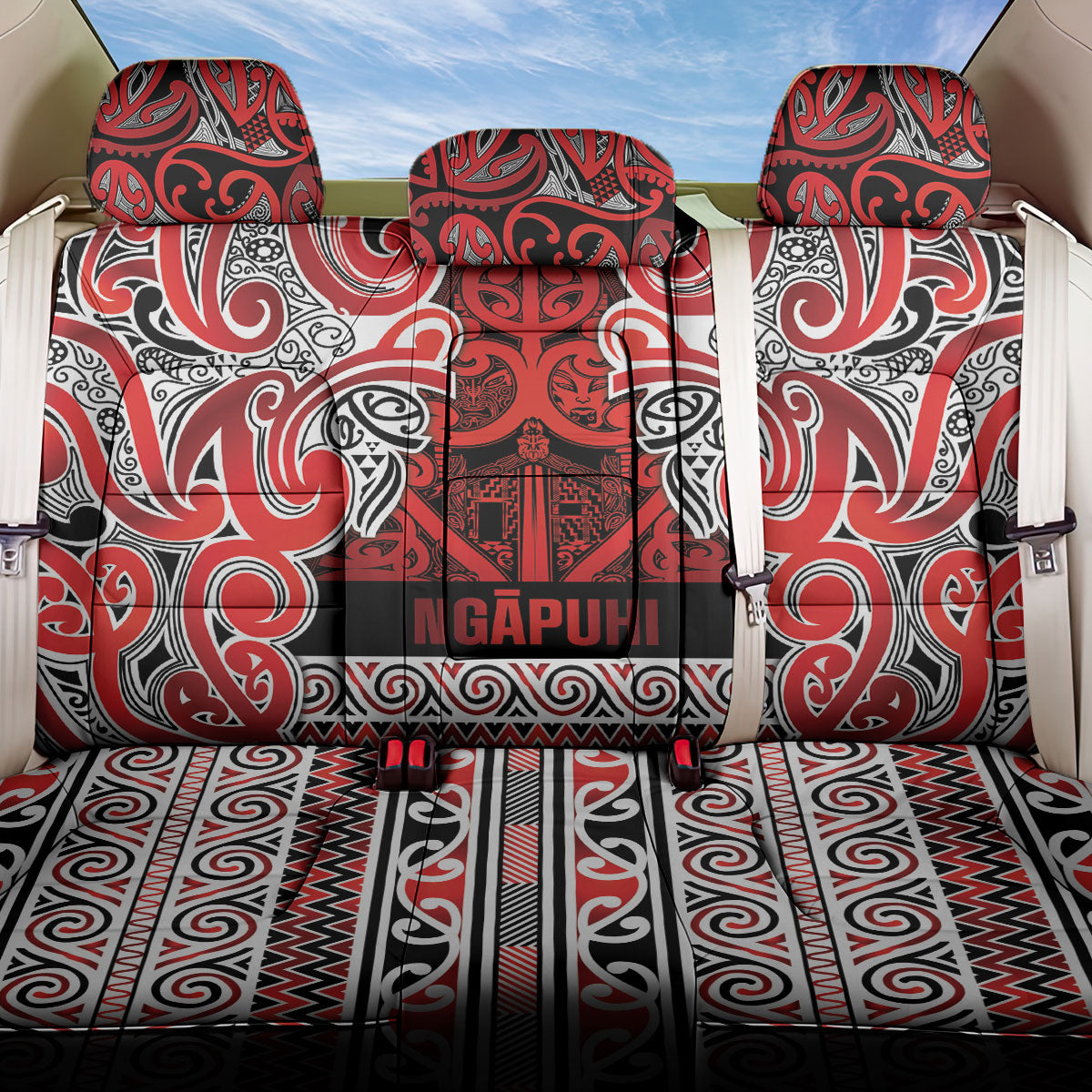 Aotearoa Iwi Ngapuhi Back Car Seat Cover Maori Wharenui House Tribal Pattern LT9 One Size Red - Polynesian Pride