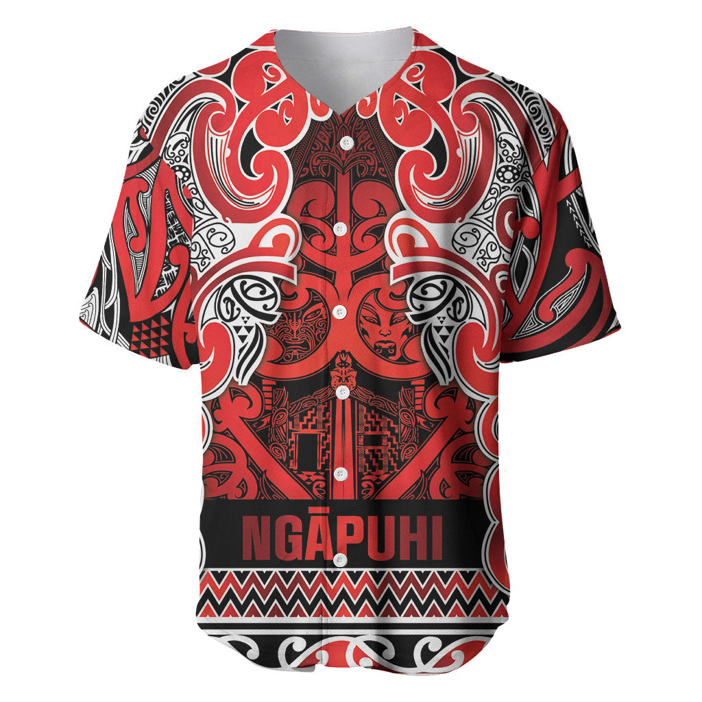 Aotearoa Iwi Ngapuhi Baseball Jersey Maori Wharenui House Tribal Pattern LT9 Red - Polynesian Pride