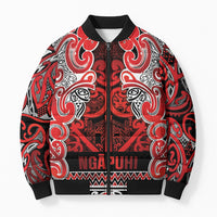 Aotearoa Iwi Ngapuhi Bomber Puffer Jacket Maori Wharenui House Tribal Pattern