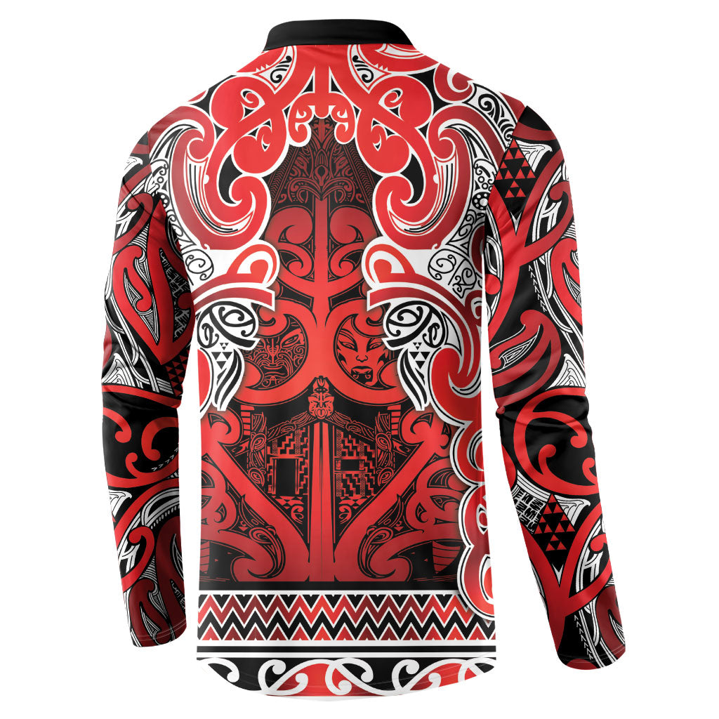 Aotearoa Iwi Ngapuhi Button Sweatshirt Maori Wharenui House Tribal Pattern