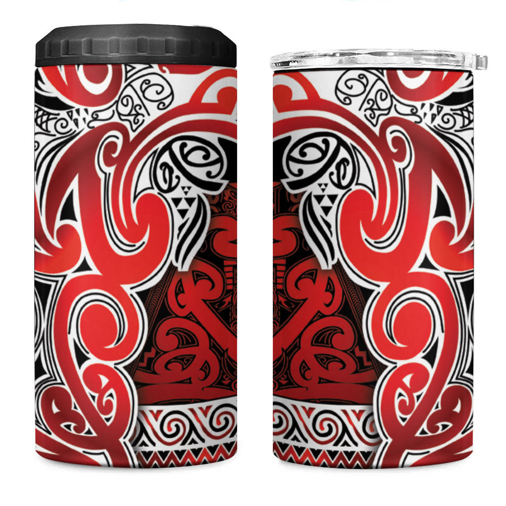 Aotearoa Iwi Ngapuhi 4 in 1 Can Cooler Tumbler Maori Wharenui House Tribal Pattern LT9 One Size: 16 oz Red - Polynesian Pride