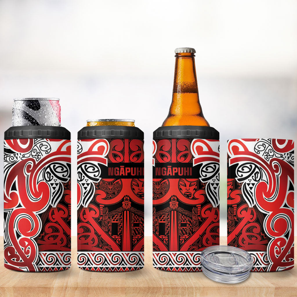 Aotearoa Iwi Ngapuhi 4 in 1 Can Cooler Tumbler Maori Wharenui House Tribal Pattern