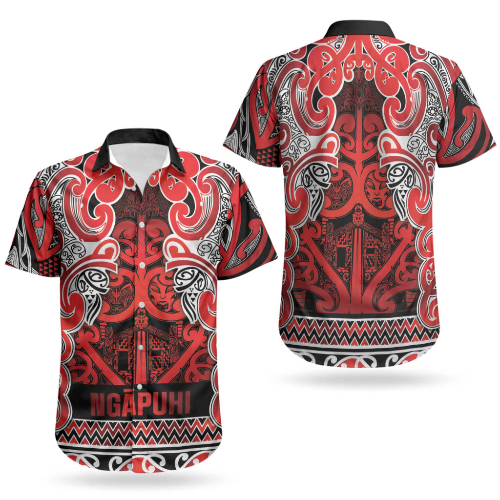 Aotearoa Iwi Ngapuhi Couples Matching Puletasi and Hawaiian Shirt Maori Wharenui House Tribal Pattern