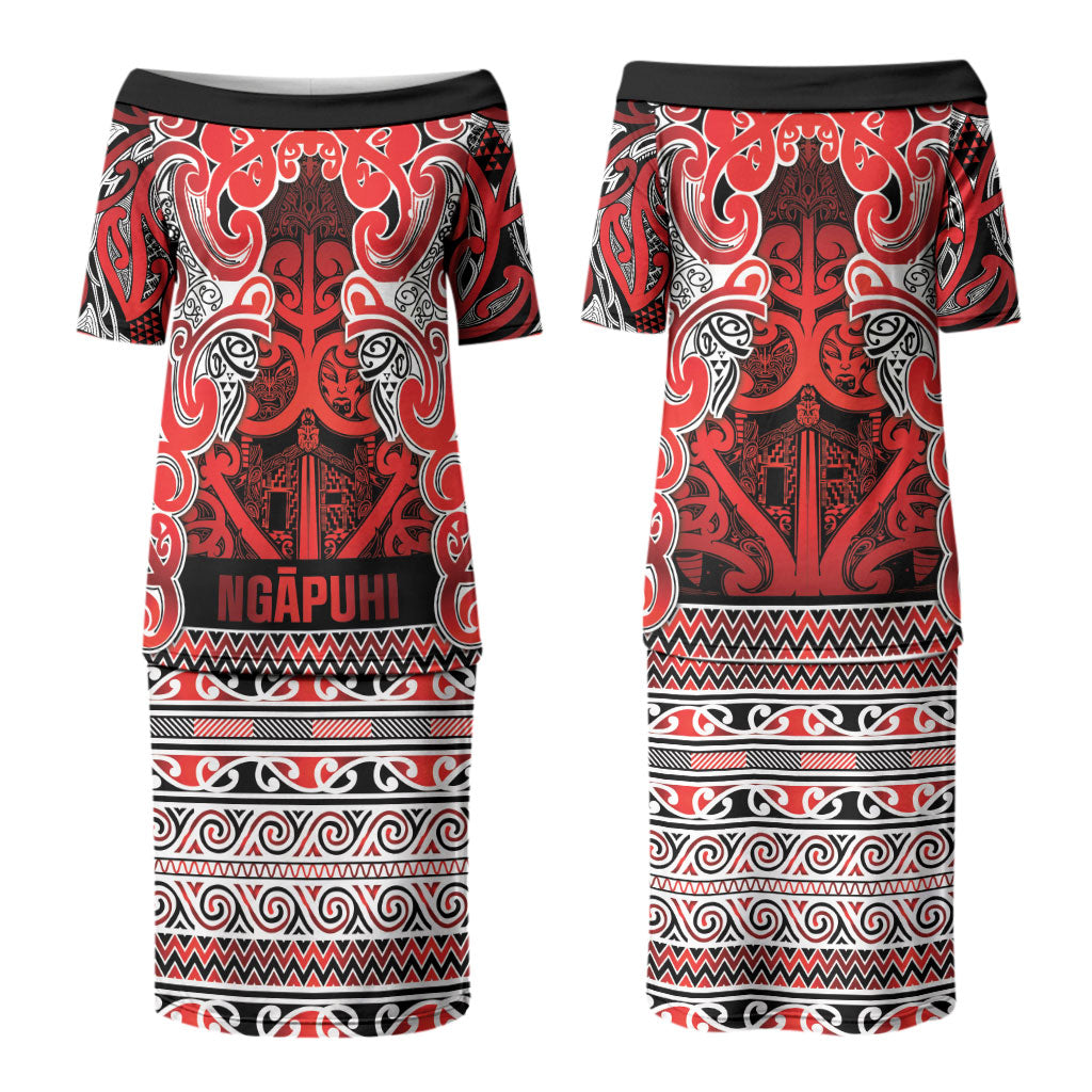 Aotearoa Iwi Ngapuhi Couples Matching Puletasi and Hawaiian Shirt Maori Wharenui House Tribal Pattern