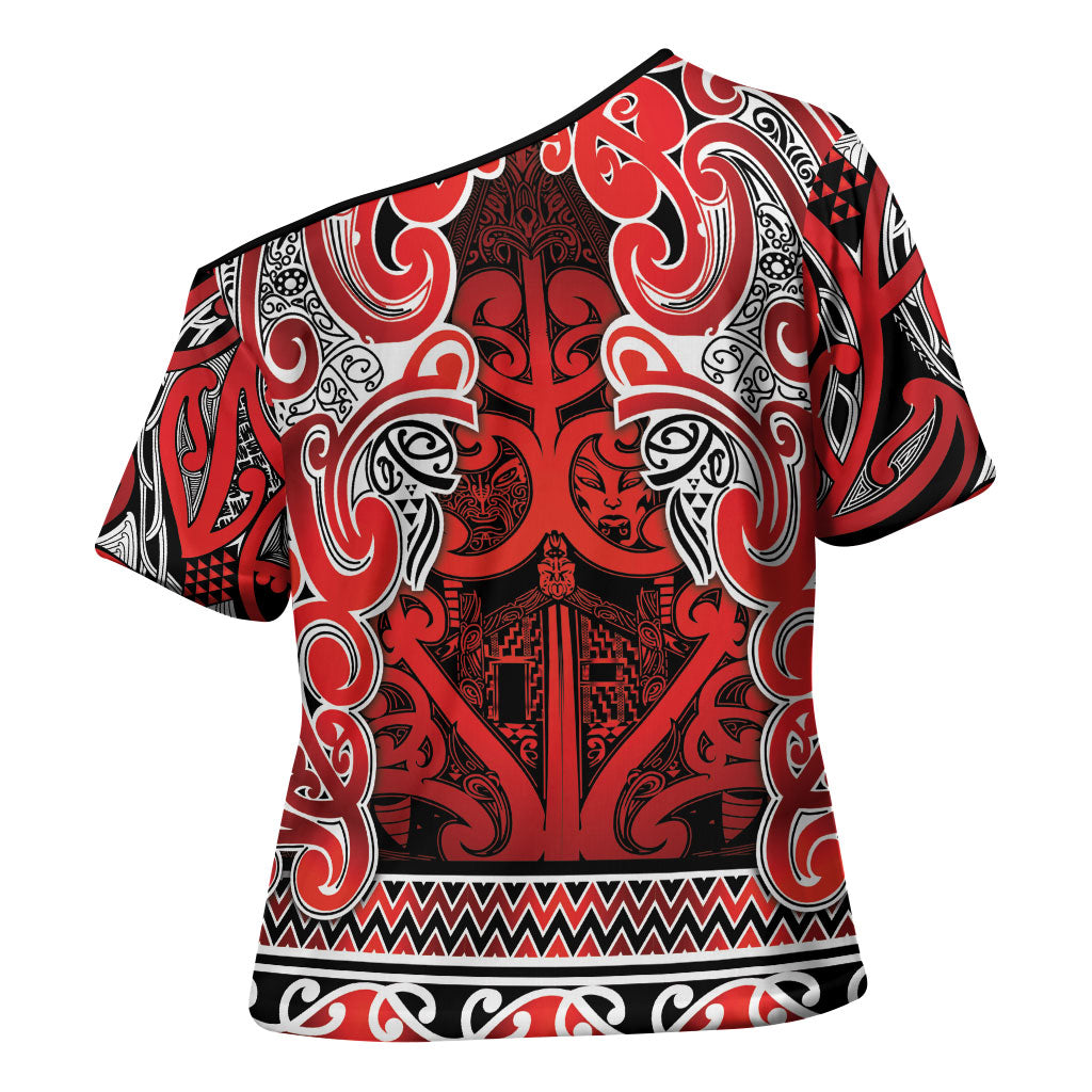 Aotearoa Iwi Ngapuhi Cross Shoulder Shirt Maori Wharenui House Tribal Pattern