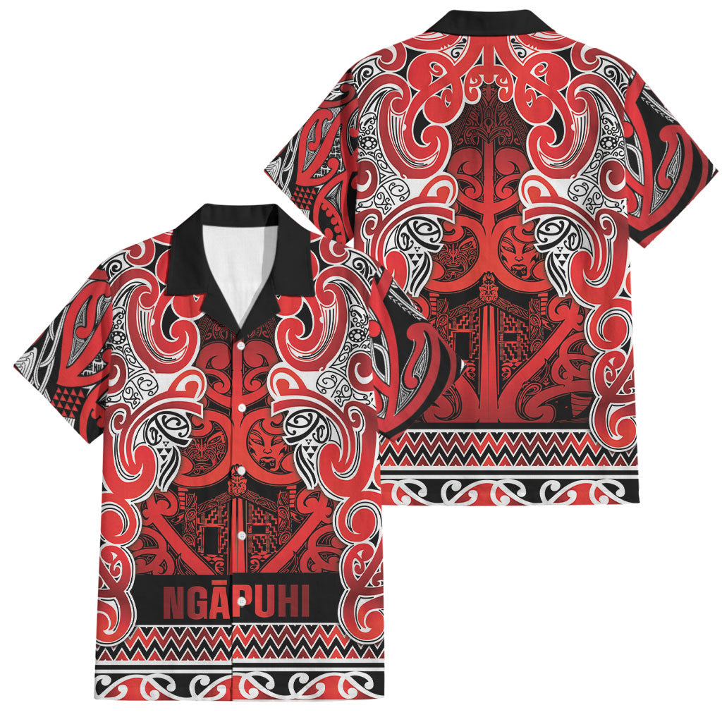 Aotearoa Iwi Ngapuhi Family Matching Long Sleeve Bodycon Dress and Hawaiian Shirt Maori Wharenui House Tribal Pattern