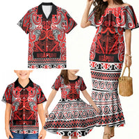 Aotearoa Iwi Ngapuhi Family Matching Mermaid Dress and Hawaiian Shirt Maori Wharenui House Tribal Pattern