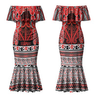 Aotearoa Iwi Ngapuhi Family Matching Mermaid Dress and Hawaiian Shirt Maori Wharenui House Tribal Pattern