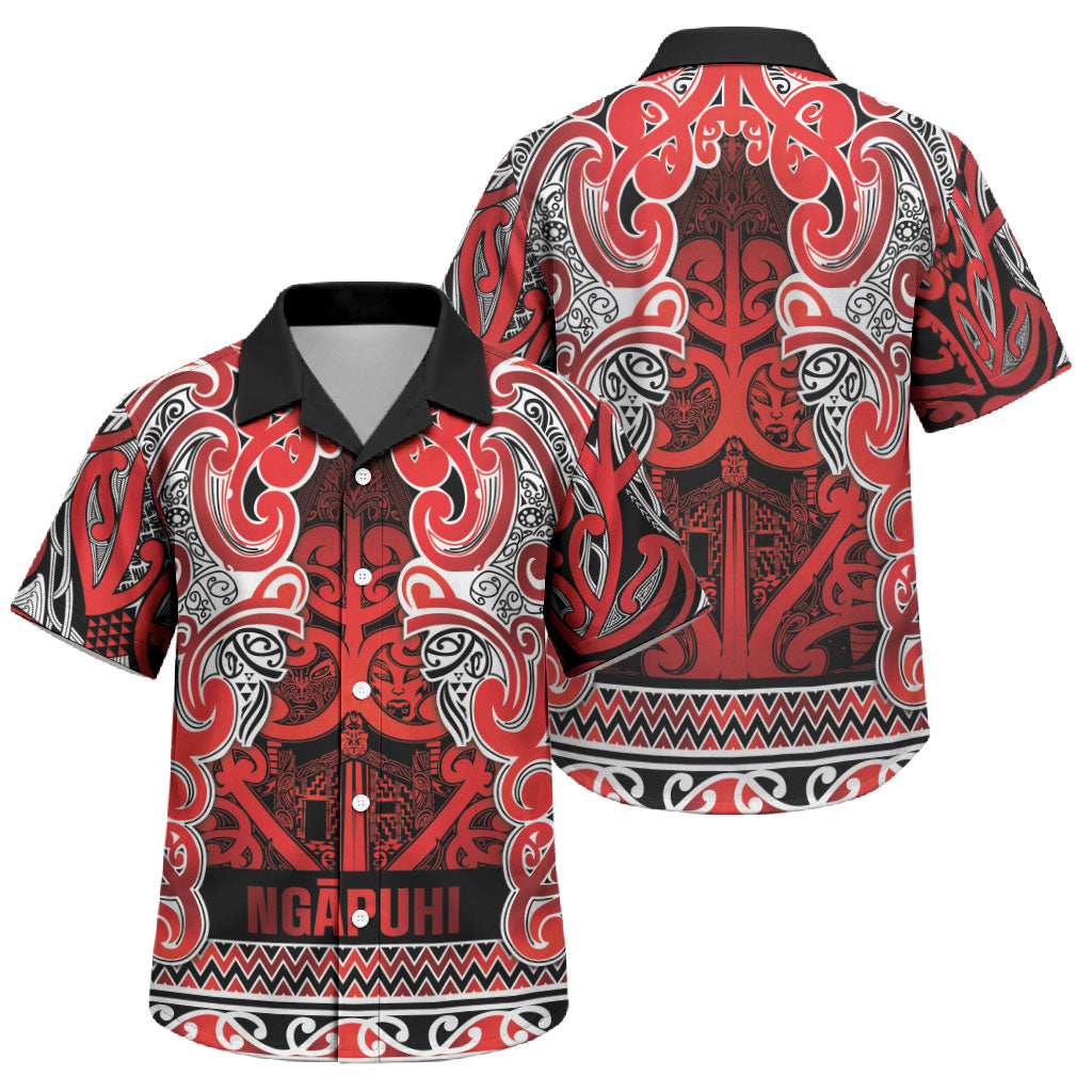 Aotearoa Iwi Ngapuhi Family Matching Off The Shoulder Long Sleeve Dress and Hawaiian Shirt Maori Wharenui House Tribal Pattern