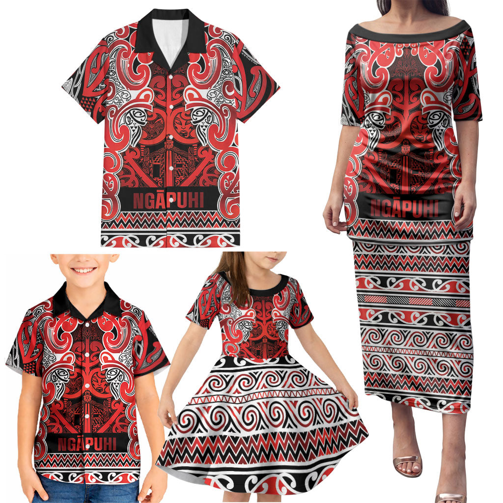 Aotearoa Iwi Ngapuhi Family Matching Puletasi and Hawaiian Shirt Maori Wharenui House Tribal Pattern LT9 - Polynesian Pride