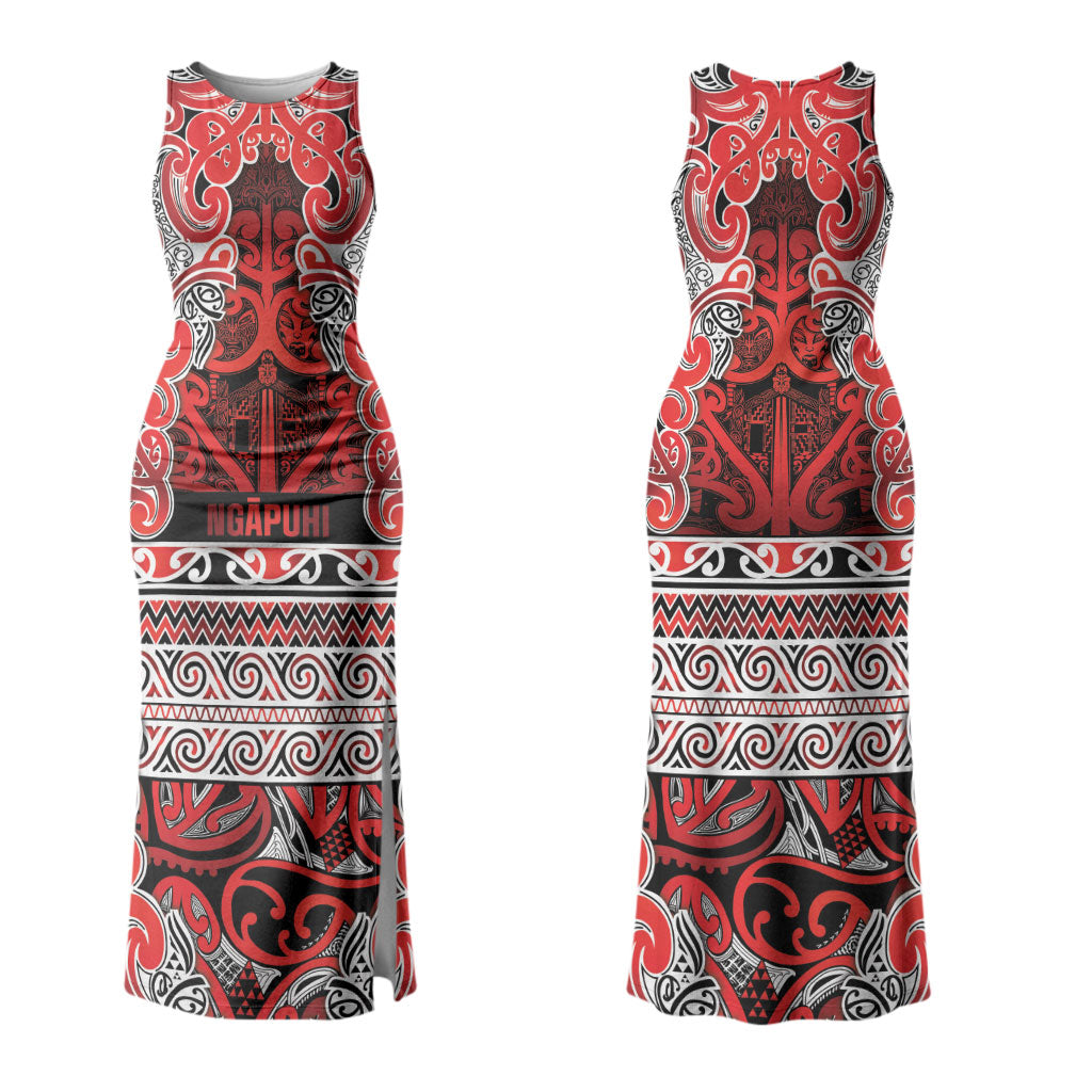 Aotearoa Iwi Ngapuhi Family Matching Tank Maxi Dress and Hawaiian Shirt Maori Wharenui House Tribal Pattern