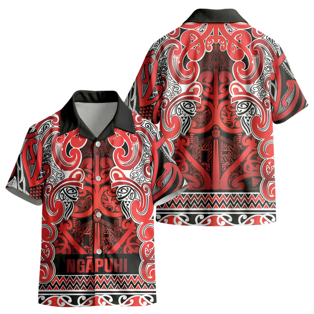 Aotearoa Iwi Ngapuhi Kid Hawaiian Shirt Maori Wharenui House Tribal Pattern