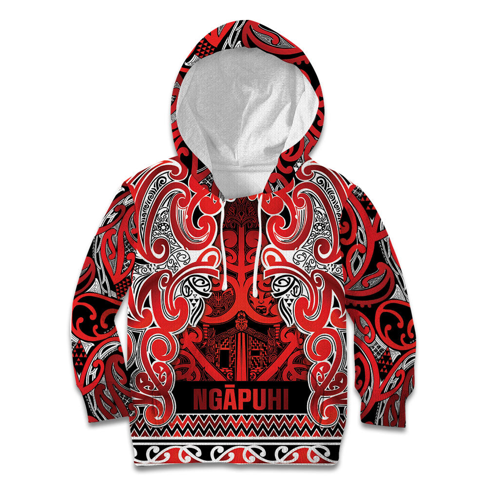 Aotearoa Iwi Ngapuhi Kid Hoodie Maori Wharenui House Tribal Pattern LT9 Hoodie Red - Polynesian Pride
