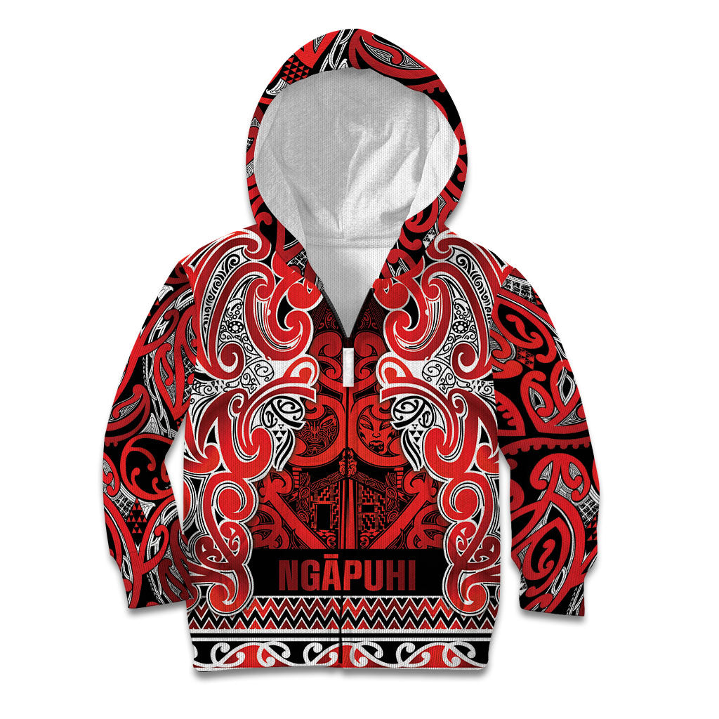 Aotearoa Iwi Ngapuhi Kid Hoodie Maori Wharenui House Tribal Pattern