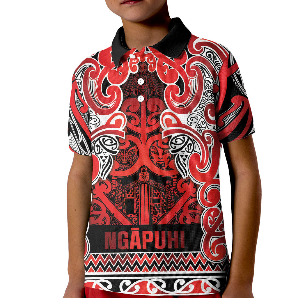 Aotearoa Iwi Ngapuhi Kid Polo Shirt Maori Wharenui House Tribal Pattern