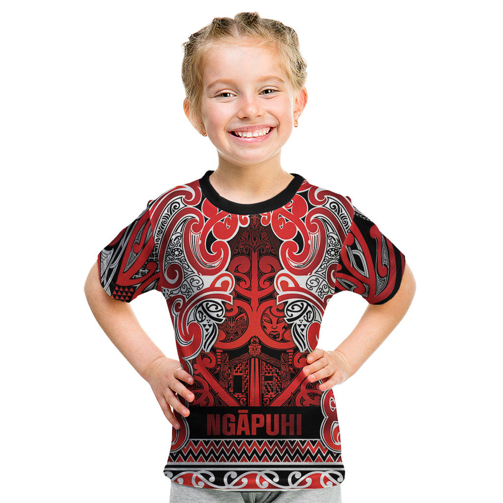 Aotearoa Iwi Ngapuhi Kid T Shirt Maori Wharenui House Tribal Pattern LT9 Red - Polynesian Pride