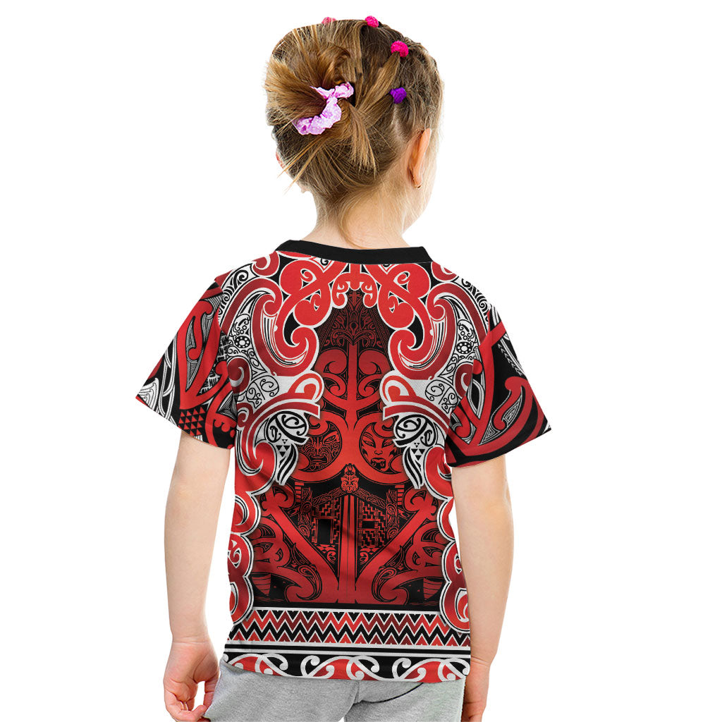 Aotearoa Iwi Ngapuhi Kid T Shirt Maori Wharenui House Tribal Pattern