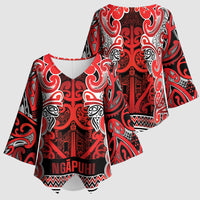 Aotearoa Iwi Ngapuhi Kimono Sleeve Blouse Maori Wharenui House Tribal Pattern