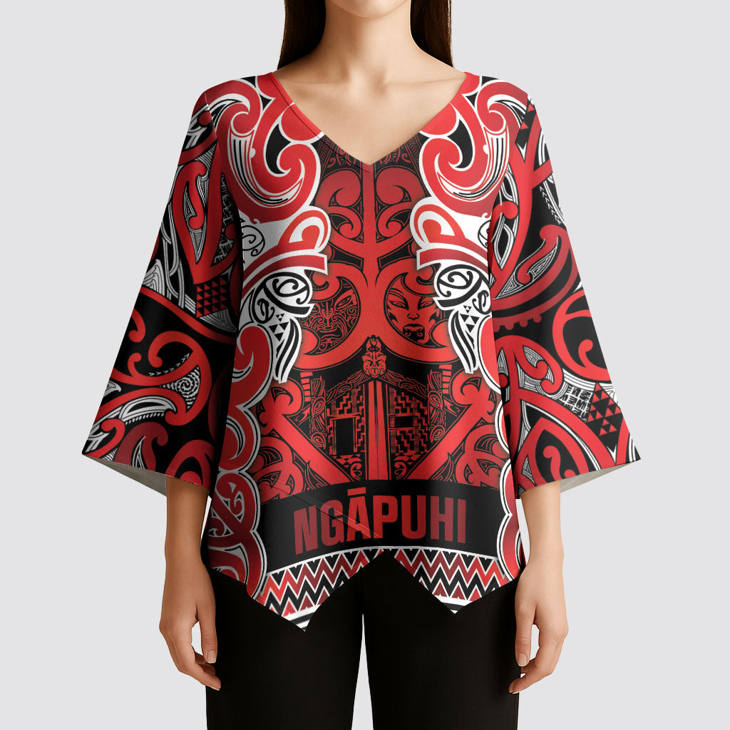 Aotearoa Iwi Ngapuhi Kimono Sleeve Blouse Maori Wharenui House Tribal Pattern