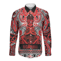 Aotearoa Iwi Ngapuhi Long Sleeve Button Shirt Maori Wharenui House Tribal Pattern