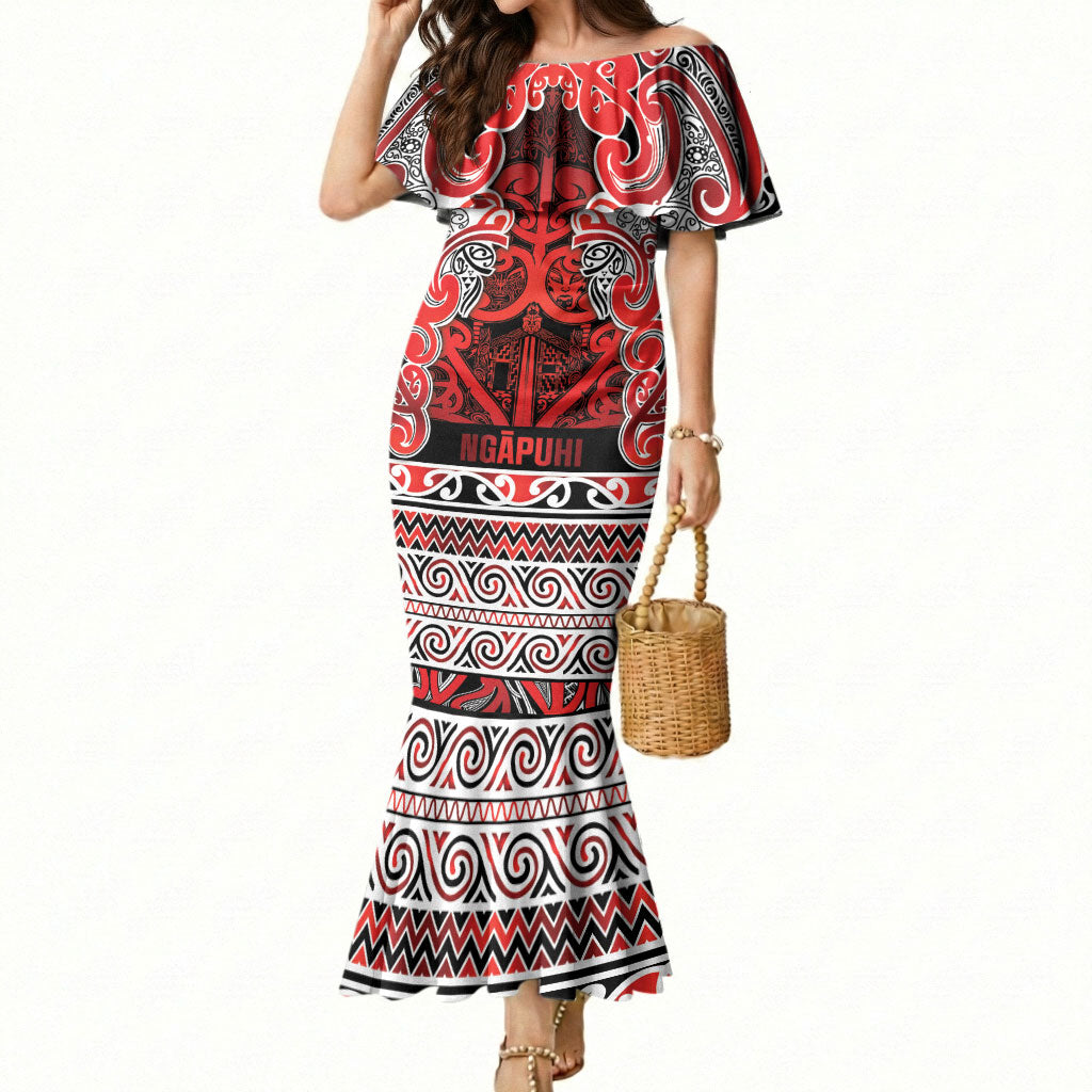 Aotearoa Iwi Ngapuhi Mermaid Dress Maori Wharenui House Tribal Pattern