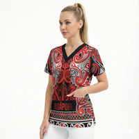Aotearoa Iwi Ngapuhi Scrub Top Maori Wharenui House Tribal Pattern