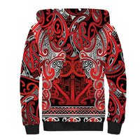 Aotearoa Iwi Ngapuhi Sherpa Hoodie Maori Wharenui House Tribal Pattern
