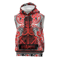 Aotearoa Iwi Ngapuhi Sleeveless Hoodie Maori Wharenui House Tribal Pattern