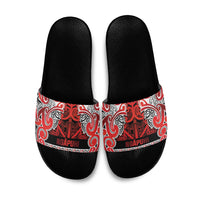 Aotearoa Iwi Ngapuhi Slide Sandals Maori Wharenui House Tribal Pattern