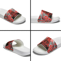 Aotearoa Iwi Ngapuhi Slide Sandals Maori Wharenui House Tribal Pattern
