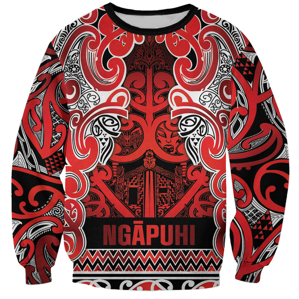 Aotearoa Iwi Ngapuhi Sweatshirt Maori Wharenui House Tribal Pattern LT9 Unisex Red - Polynesian Pride