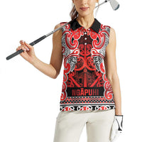 Aotearoa Iwi Ngapuhi Women Sleeveless Polo Shirt Maori Wharenui House Tribal Pattern