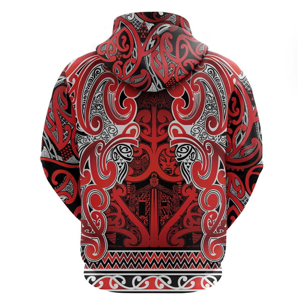 Aotearoa Iwi Ngapuhi Zip Hoodie Maori Wharenui House Tribal Pattern