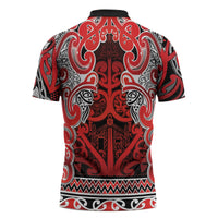 Aotearoa Iwi Ngapuhi Zipper Polo Shirt Maori Wharenui House Tribal Pattern