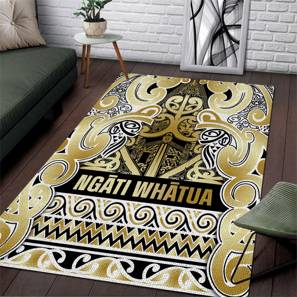 Aotearoa Iwi Ngati Whatua Area Rug Maori Wharenui House Tribal Pattern LT9 Gold - Polynesian Pride