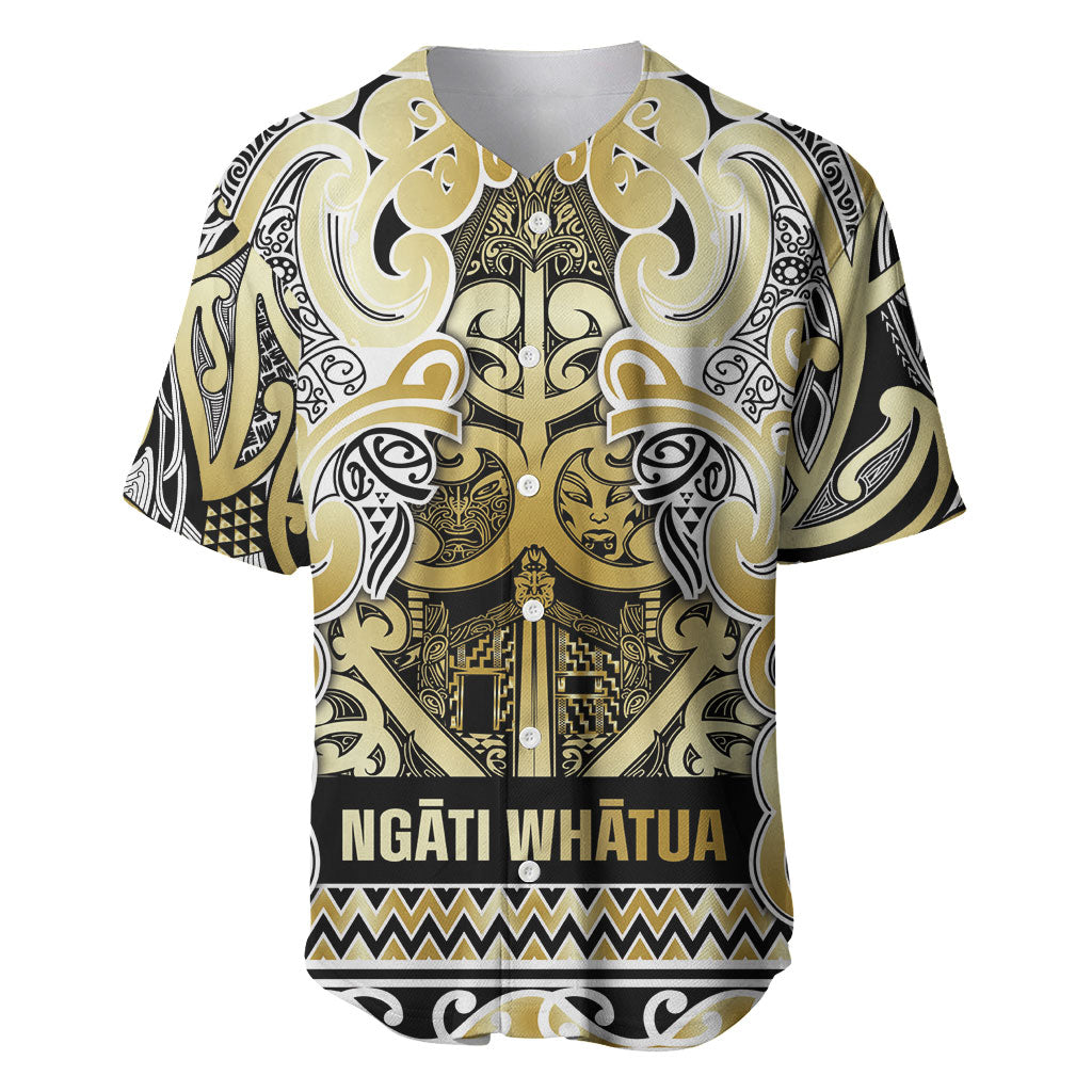 Aotearoa Iwi Ngati Whatua Baseball Jersey Maori Wharenui House Tribal Pattern LT9 Gold - Polynesian Pride