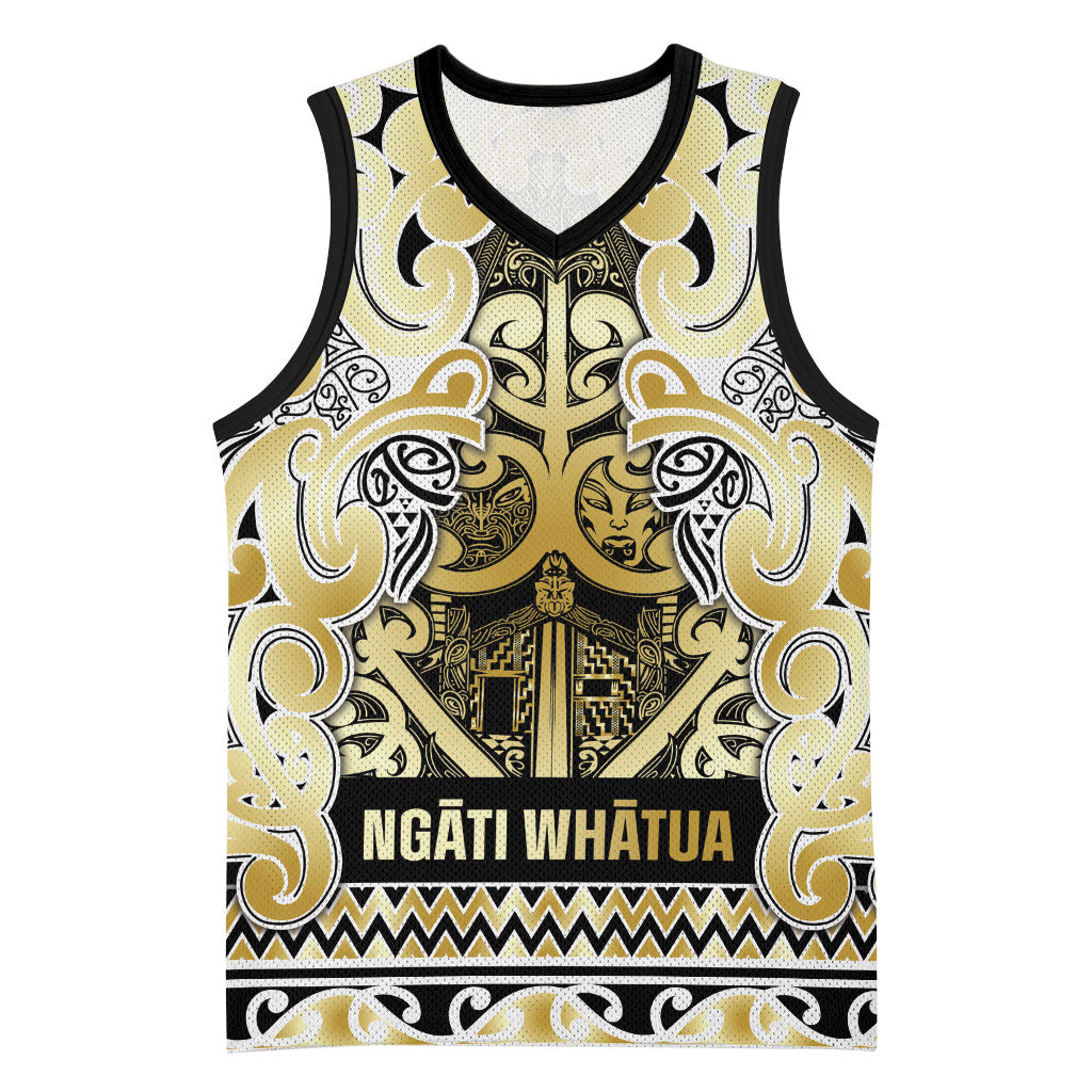 Aotearoa Iwi Ngati Whatua Basketball Jersey Maori Wharenui House Tribal Pattern LT9 Unisex Gold - Polynesian Pride