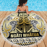 Aotearoa Iwi Ngati Whatua Beach Blanket Maori Wharenui House Tribal Pattern