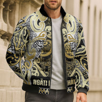Aotearoa Iwi Ngati Whatua Bomber Puffer Jacket Maori Wharenui House Tribal Pattern